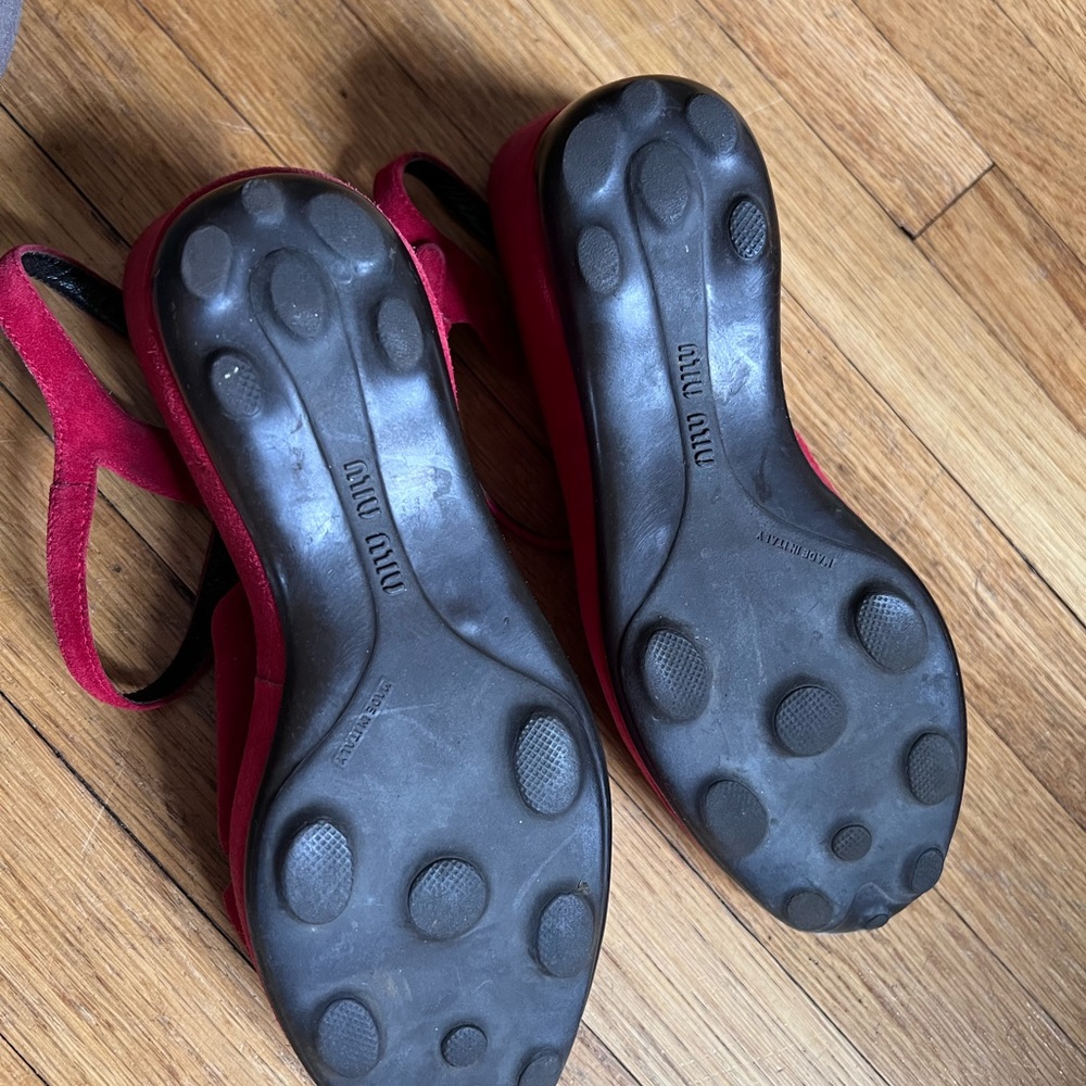 Miu Miu Red Suede Platforms Comfy! - image 3